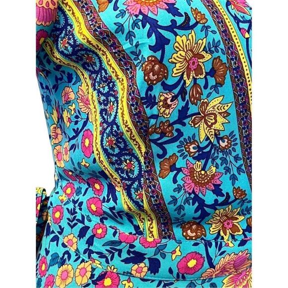 Zesica Women's XS Boho Floral V-Neck Wrap Dress Short Blue Summer Casual Flowy - Picture 6 of 13